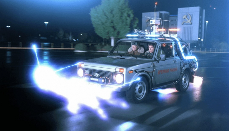 Док и Марти на «Ниве»: нейросеть перенесла «Назад в будущее» в СССР