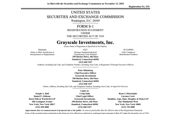 
                    Компания Grayscale Investments подала заявку на IPO на NYSE                
