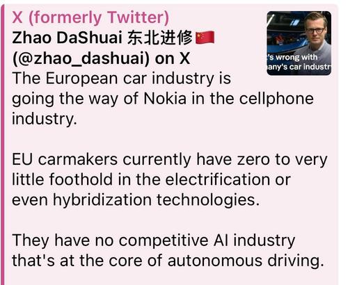 Европейская автомобильная промышленность движется по пути Nokia в индустрии мобильных телефонов